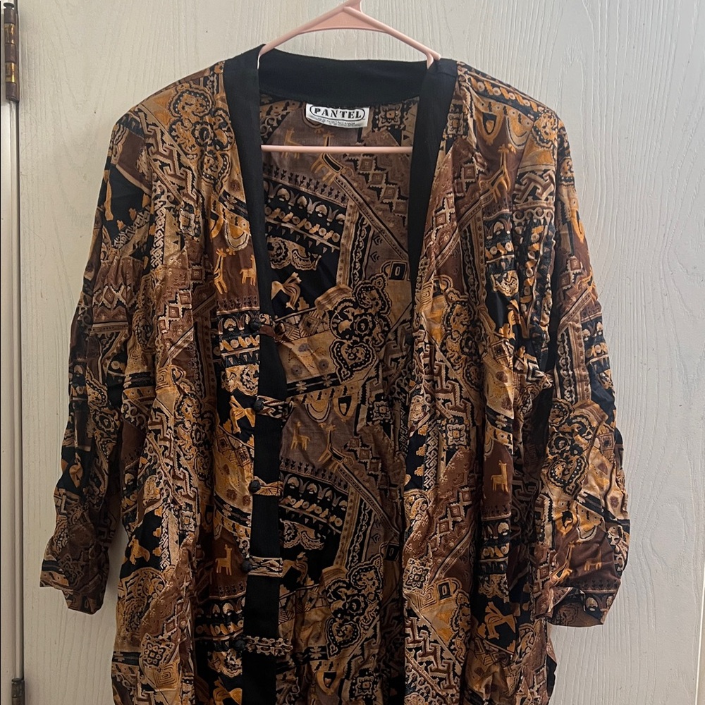 Women's Geometric Blazer - Black and Brown